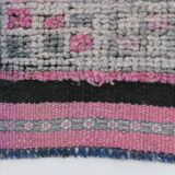 Pink Green Modern Oushak Runner Rug, 89x354Cm