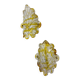 Paire de appliques en verre dépoli orange Murano, verre texturé et détails dorés, Italie années 1970.