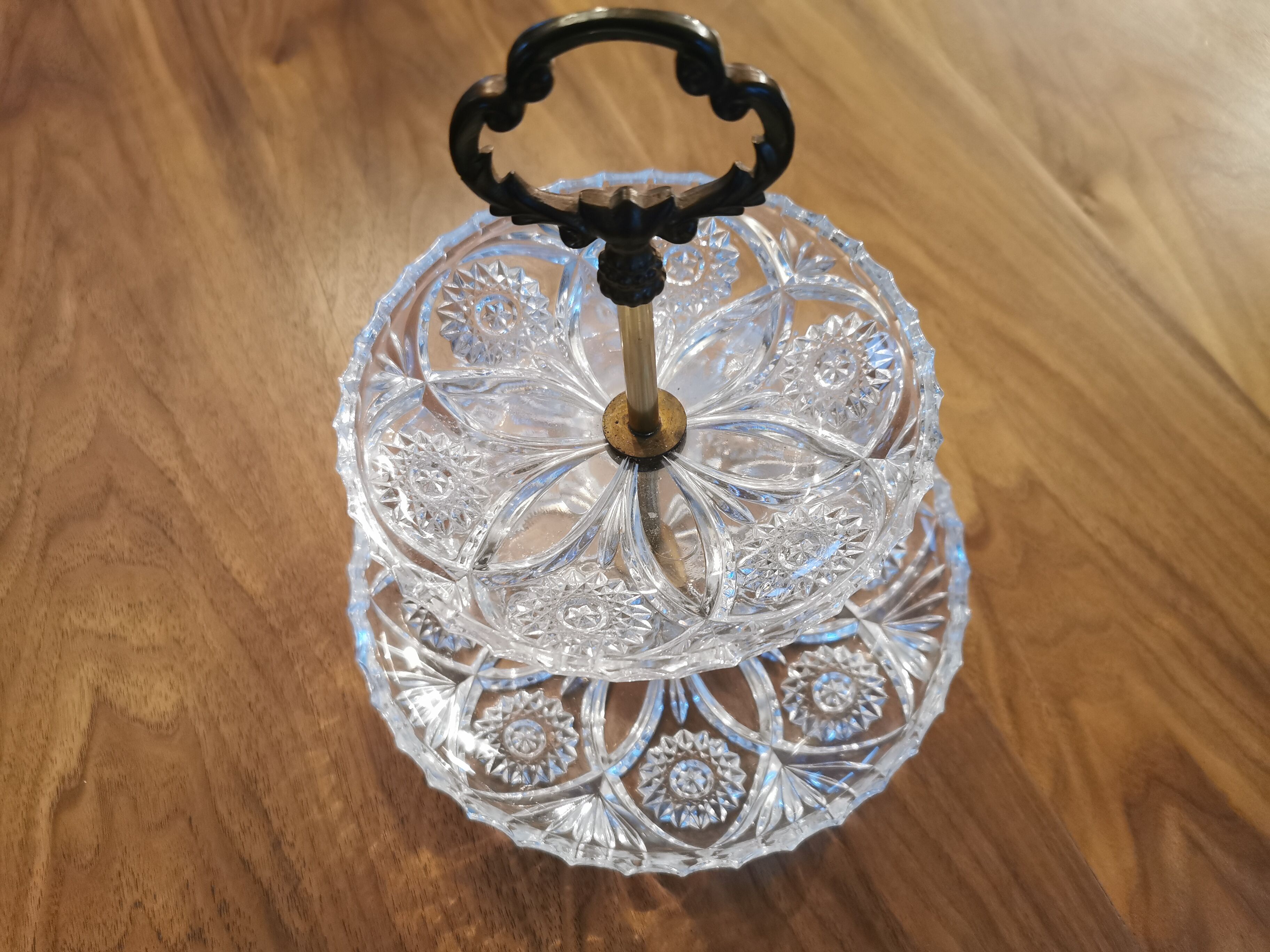 Ancient pair of cut glass table servants