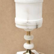 Lampe Italienne blanche en albâtre et laiton, années 60
