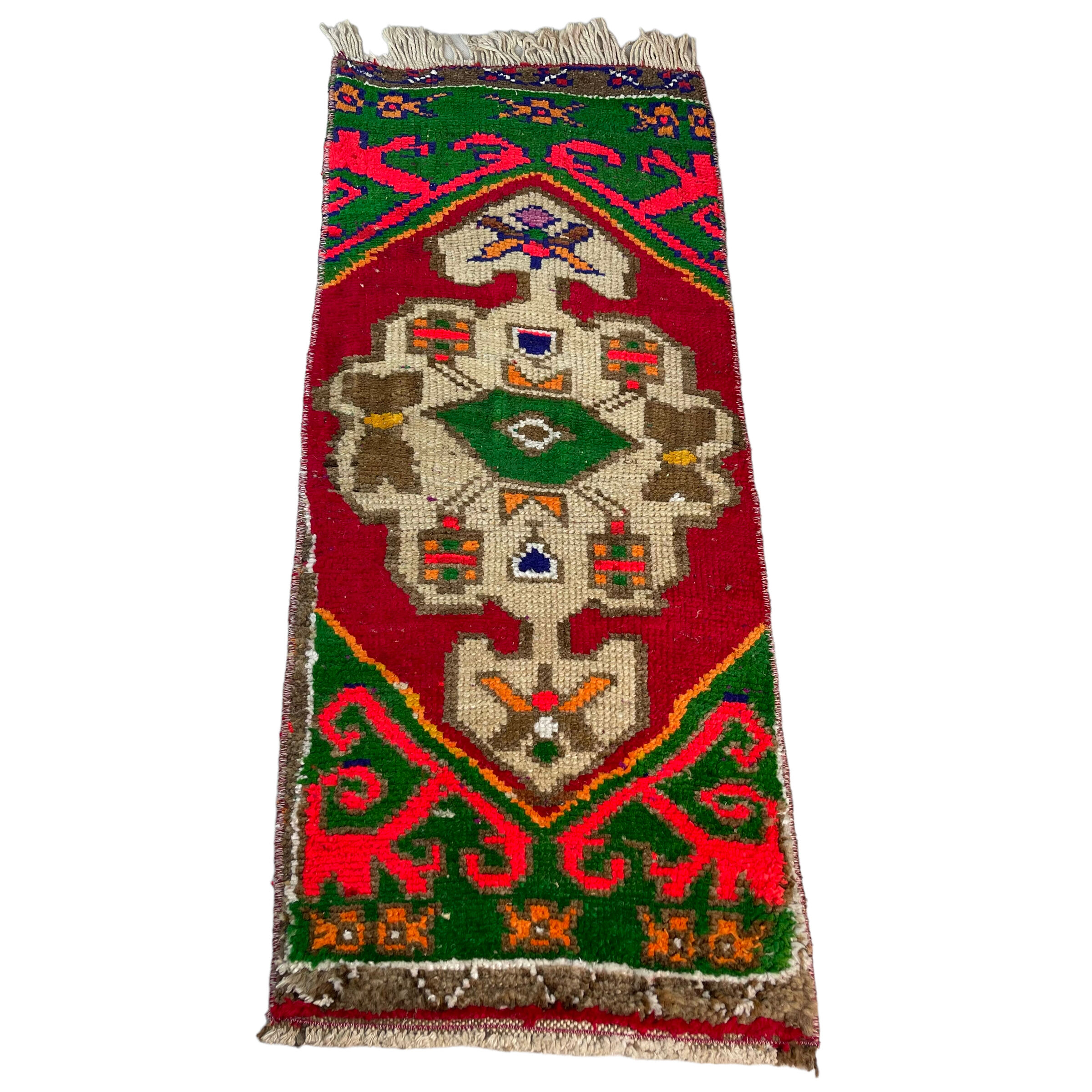 Tapis pastel turc vintage 100 x 43 cm