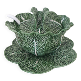 Cabbage Soup Tureen in Majolica with its dish and ladle