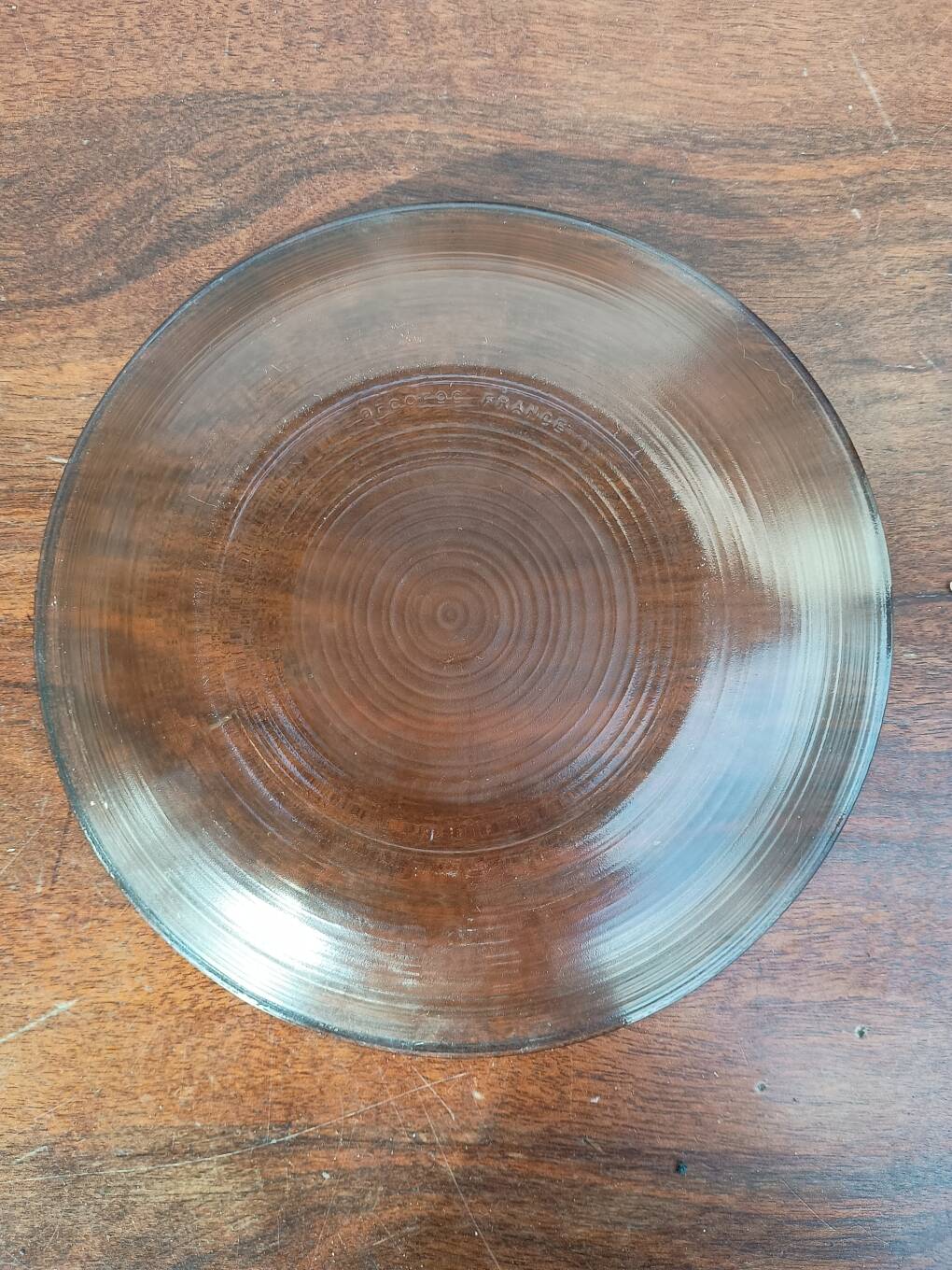 Set of 15 vintage Arcoroc smoked dessert plates.