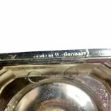 Pair of hurricane lamps – Silver-plated metal and glass.