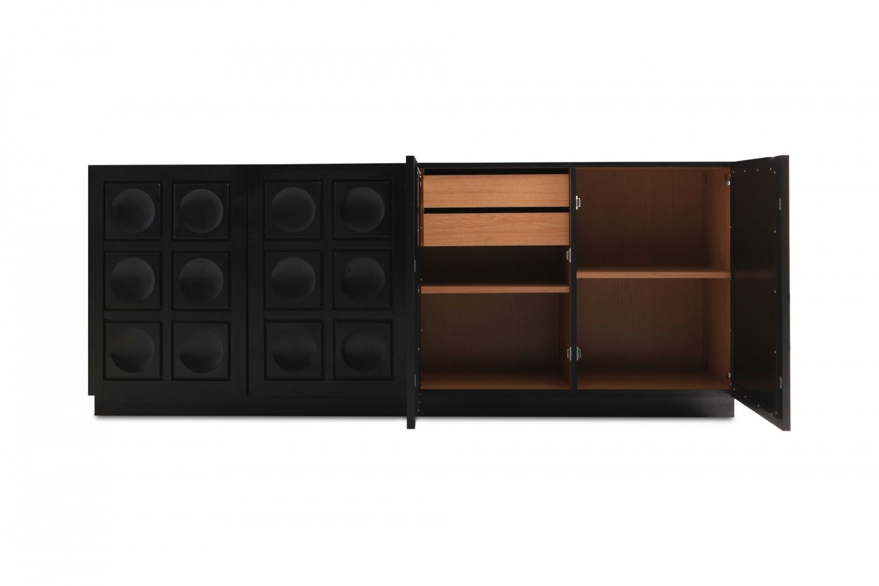 Blackened oak buffet with geometric doors 1970
