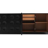Blackened oak buffet with geometric doors 1970