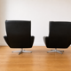 Vintage Danish Georg Thams matching black leather lounge chairs 1970s