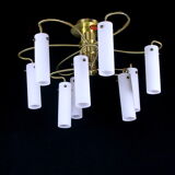 Ceiling lamp brass and Opaline glass, from "Hillebrand", 1960