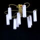 Suspension laiton et verre Opaline, de chez "Hillebrand", 1960