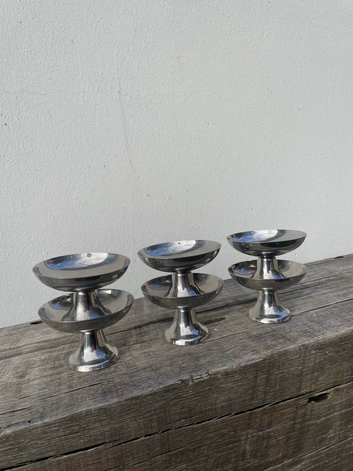 6 stainless steel cups 1970