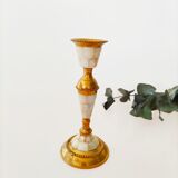 Brass and mother-of-pearl candle holder