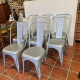 8 industrial iron chairs