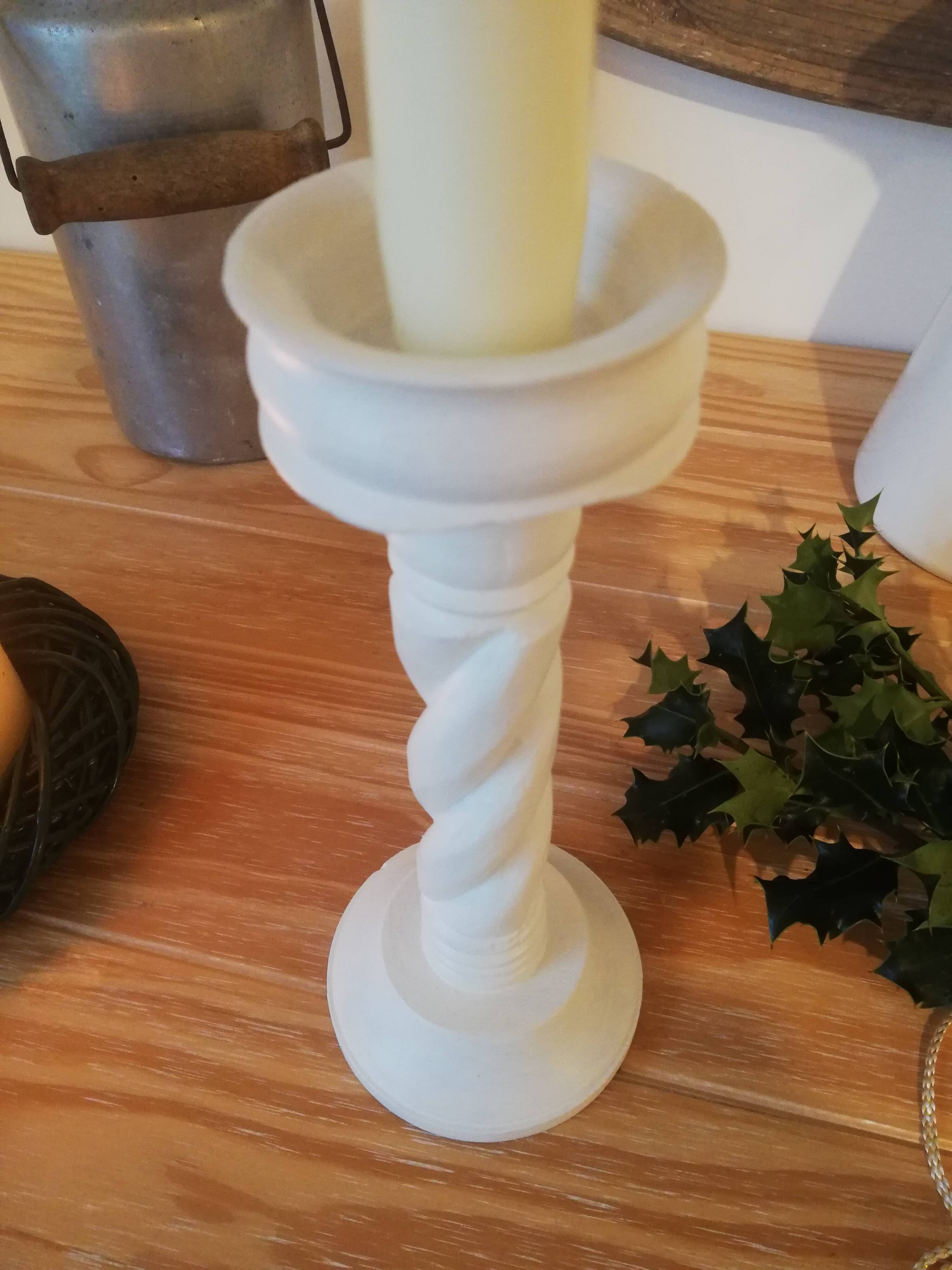 Vintage white wood candle holder