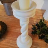 Vintage white wood candle holder