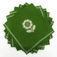 Lot 6 napkins in green Dralon - white flower patterns - vintage 60s