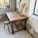 Paneled walnut desk with turned legs, 1900