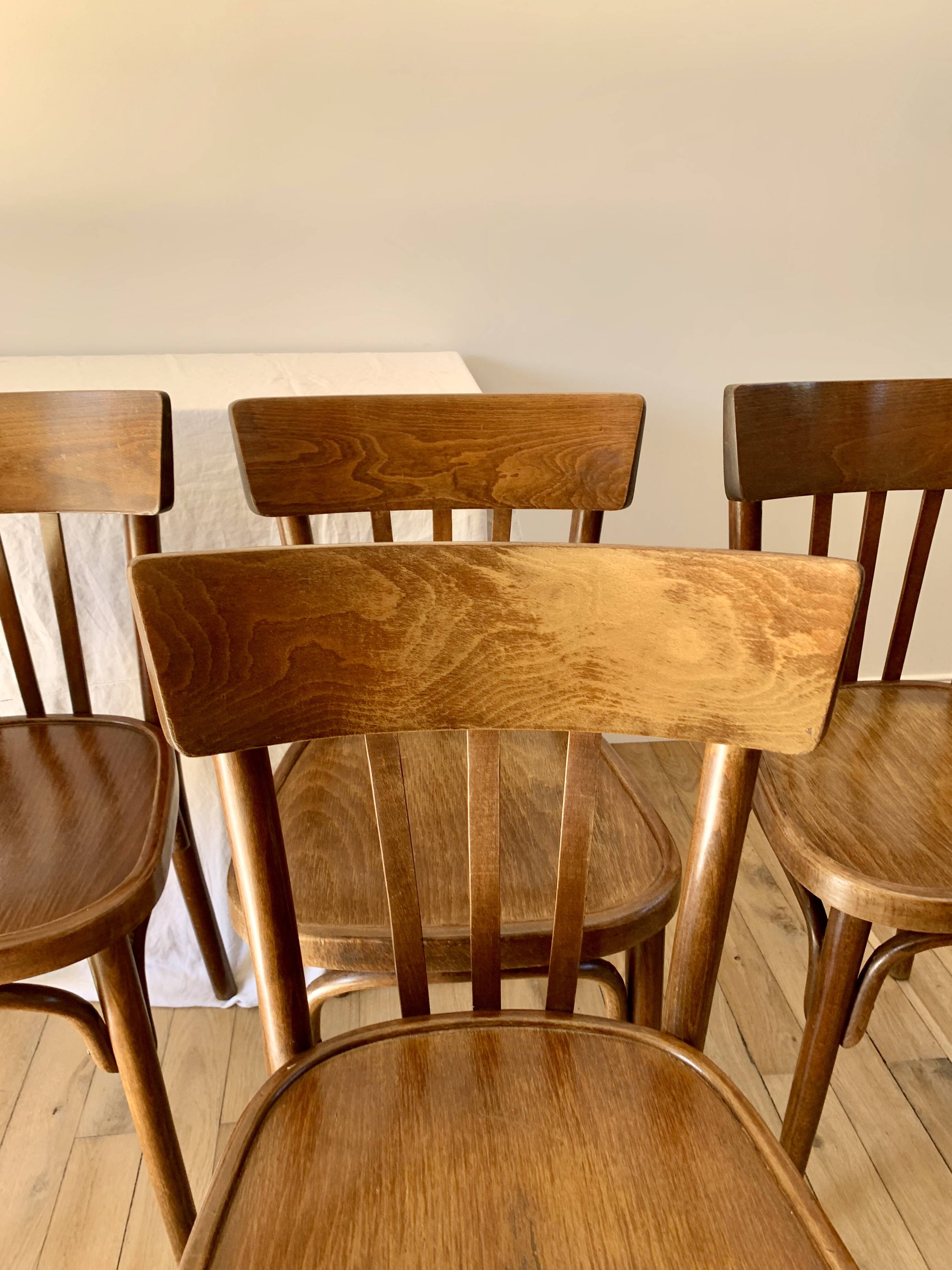set of 6 bentwood bistro chairs from the 1950s