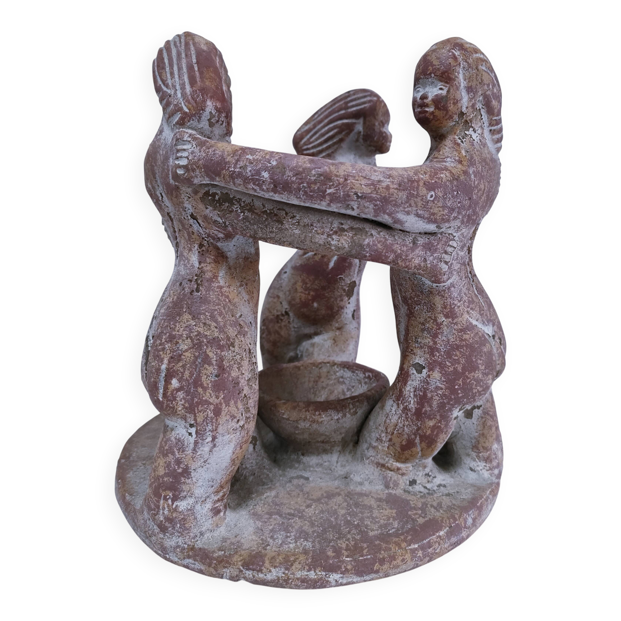 ceramic candlestick centrepiece terracotta patina