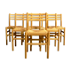 Suite of 6 beech and straw chairs by Pierre Gautier Delaye