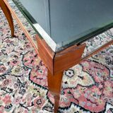 Small wooden coffee table with a mirror from the 1950s.