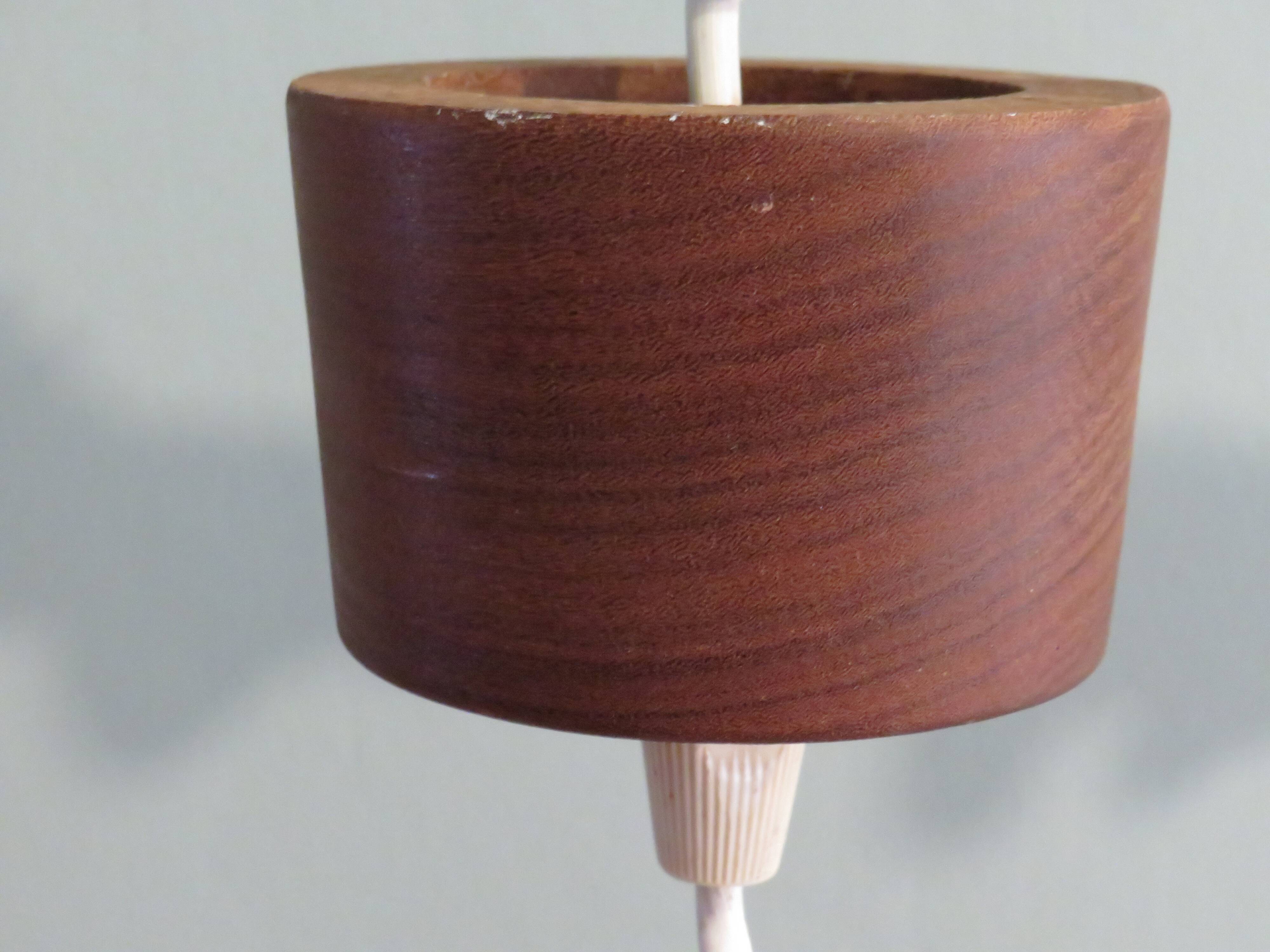 Hanging lamp, Scandinavian of the 1970s, teak and glass