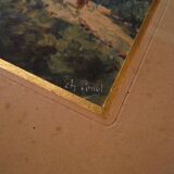 Old gouache from the end of the 19th century, miniature, signed Charles Penol