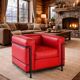 LE CORBUSIER AND PIERRE JEANNERET: "LC2" armchair in red leather