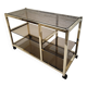 70s glass and gold metal TV stand coffee table
