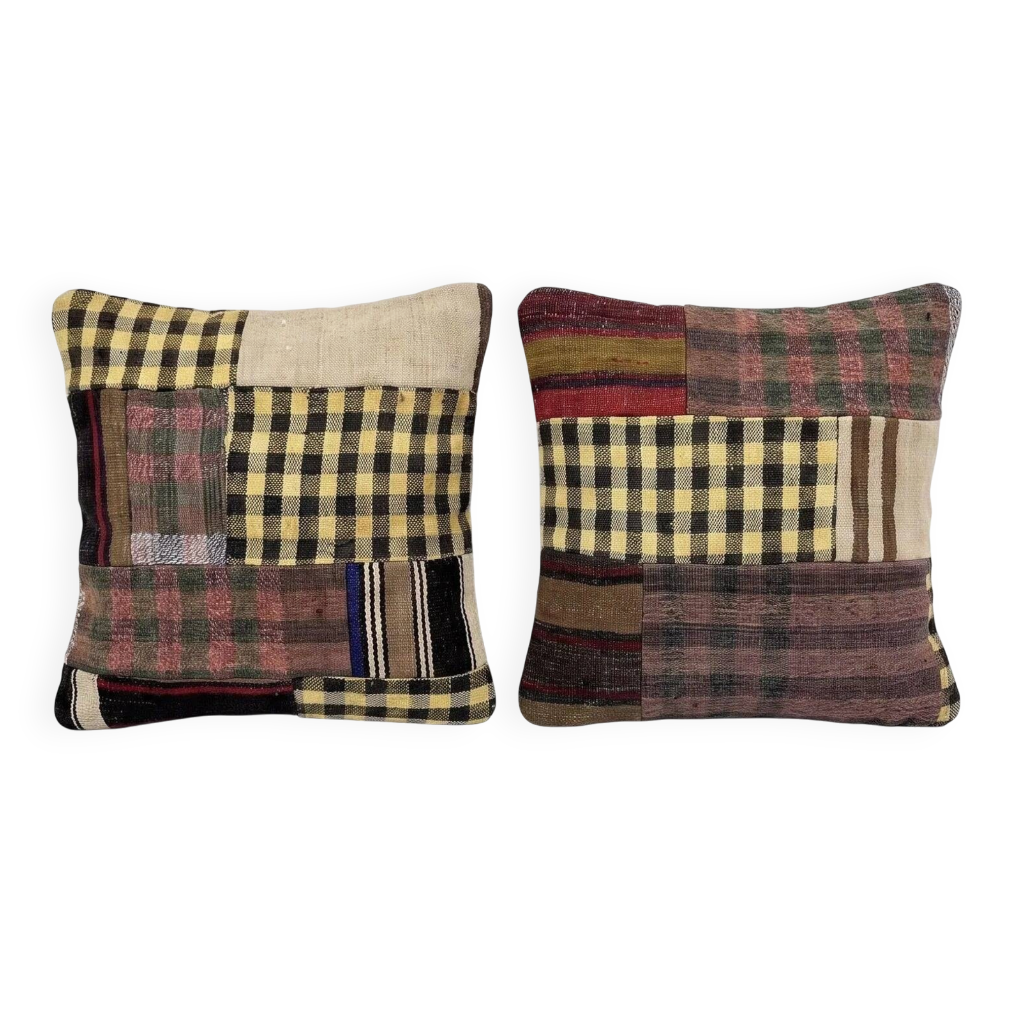 Set of 2 vintage kilim cushion covers 51x51 cm