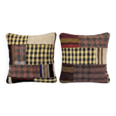 Lot de 2 housses de coussin kilim vintage 51x51 cm