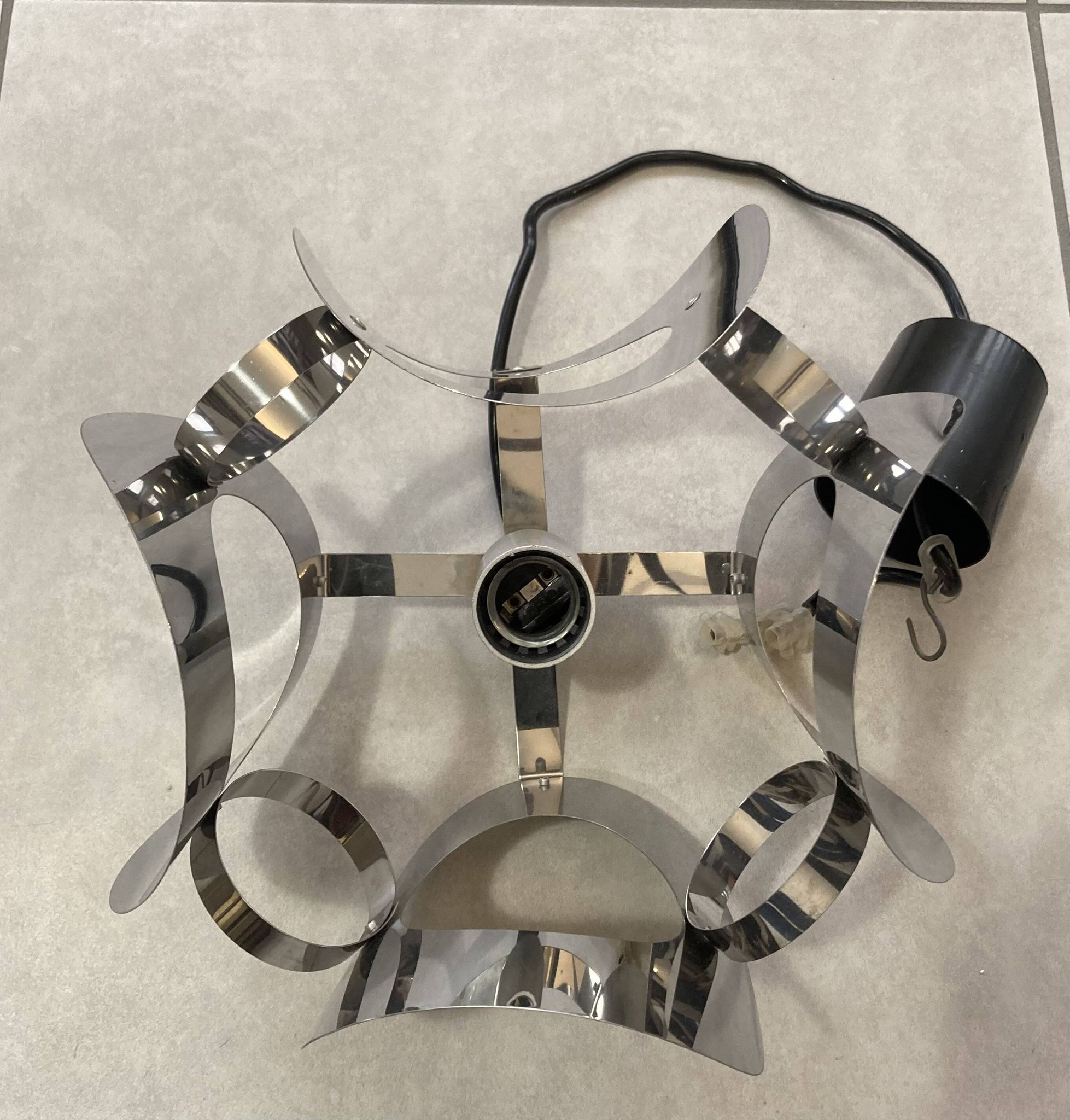 space age chrome metal suspension
