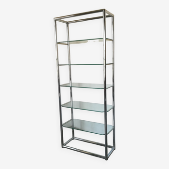 Shelf in chrome steel and glass