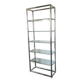 Etagère en acier chromé et verre