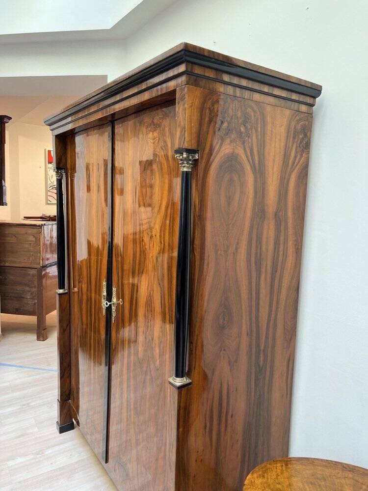 Empire Armoire in Walnut Veneer & Brass, Vienna, 1815