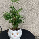 Cache pot owl glazed ceramic white slip earthenware siol Portugal