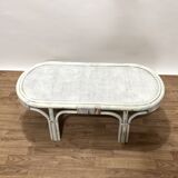 1970s rattan and woven wicker coffee table