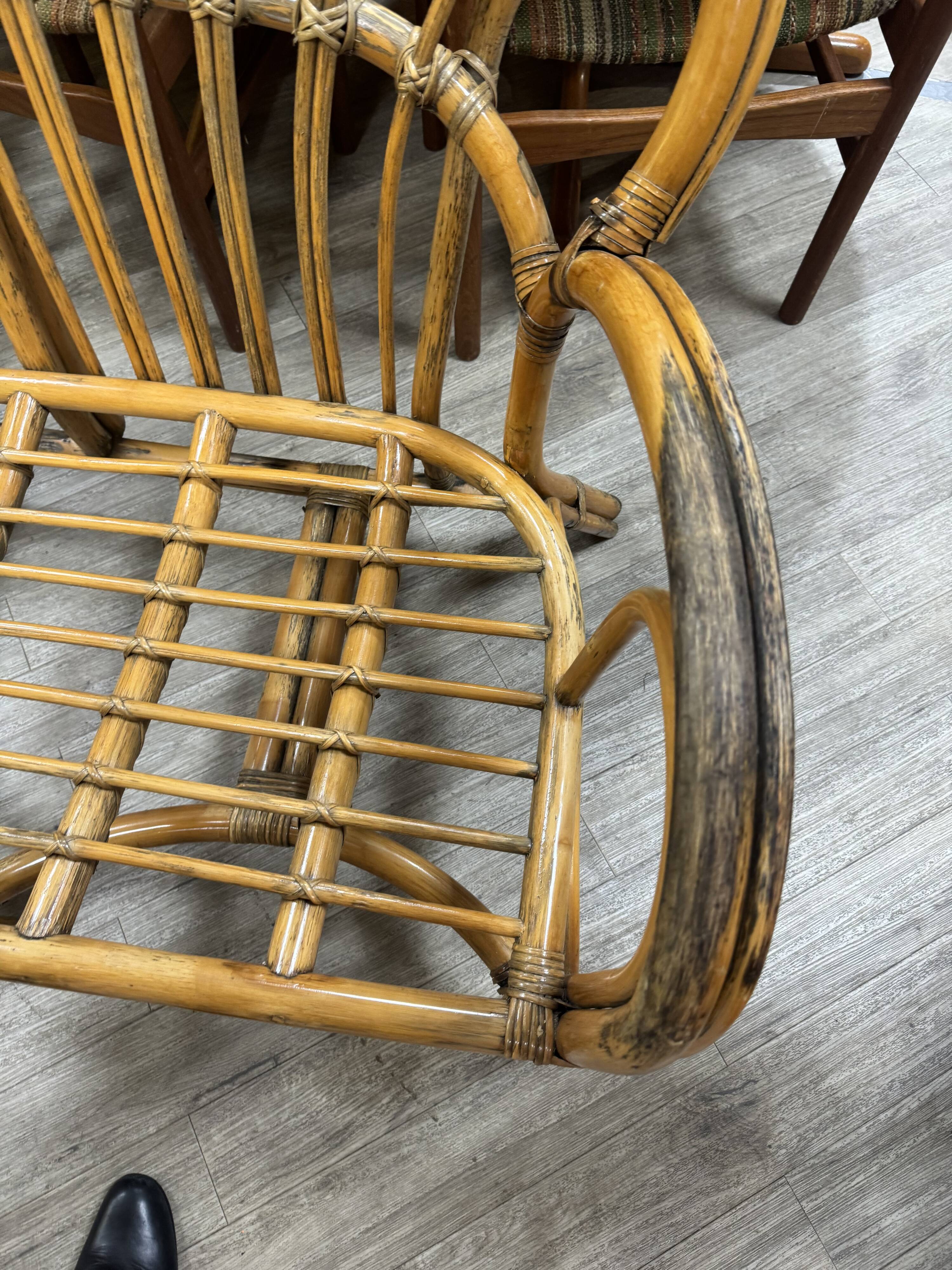 Vintage rattan bench 70