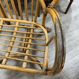 Vintage rattan bench 70
