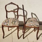 2 Chaises anciennes style Louis XV en noyer