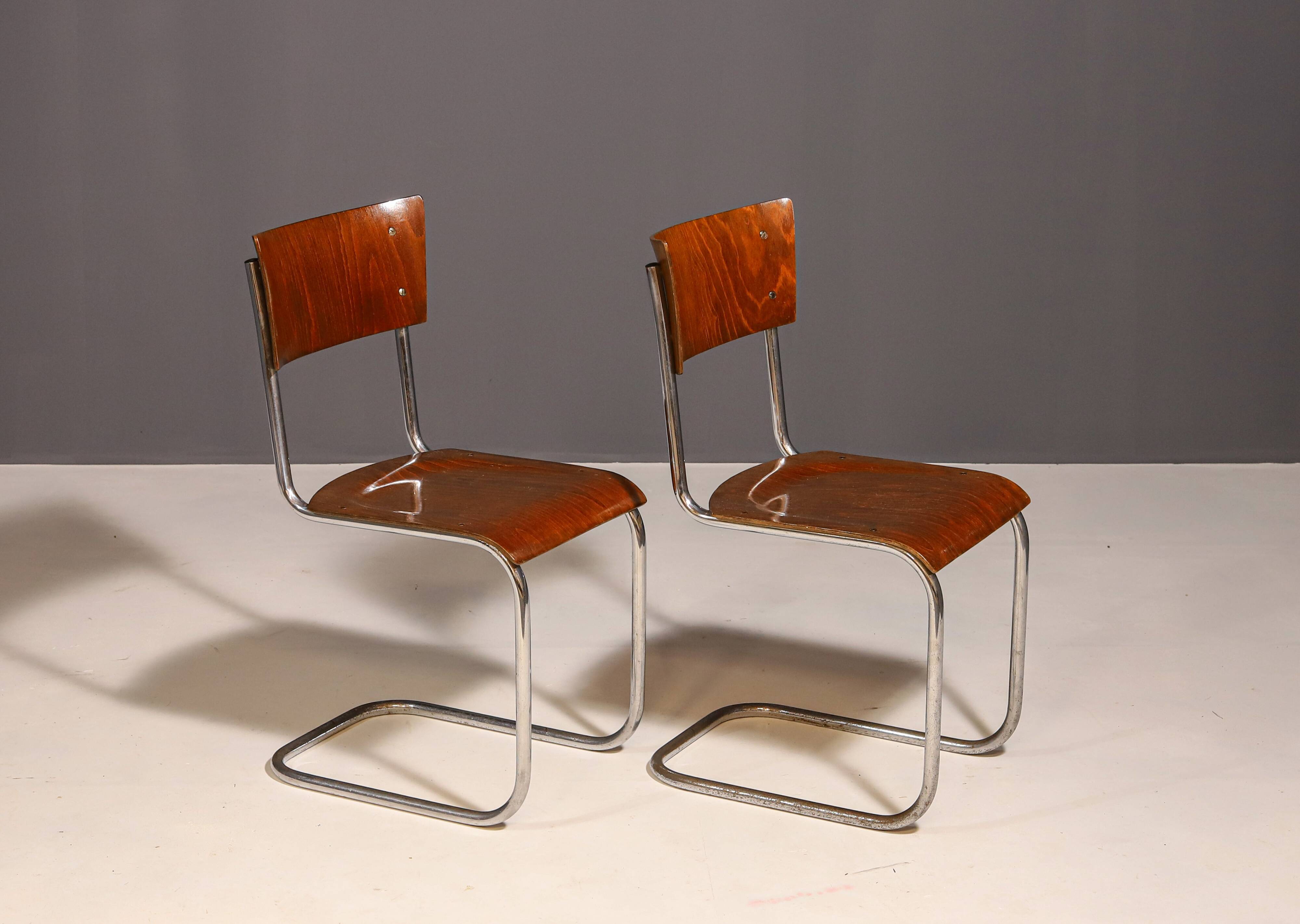 Pair of Bauhaus chair S43 by Mart Stam by Kovona, 1950´s