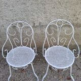 Paire de fauteuil en fer blanc ancien
