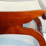 English colonial style ottoman, solid teak, with Viennese cane seat, mid-20th century.