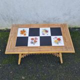 Audoux coffee table, rattan & earthenware