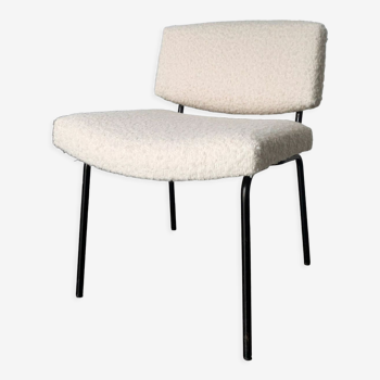 Fauteuil Conseil tissu bouclette, Pierre Guariche pour Meurop 1960