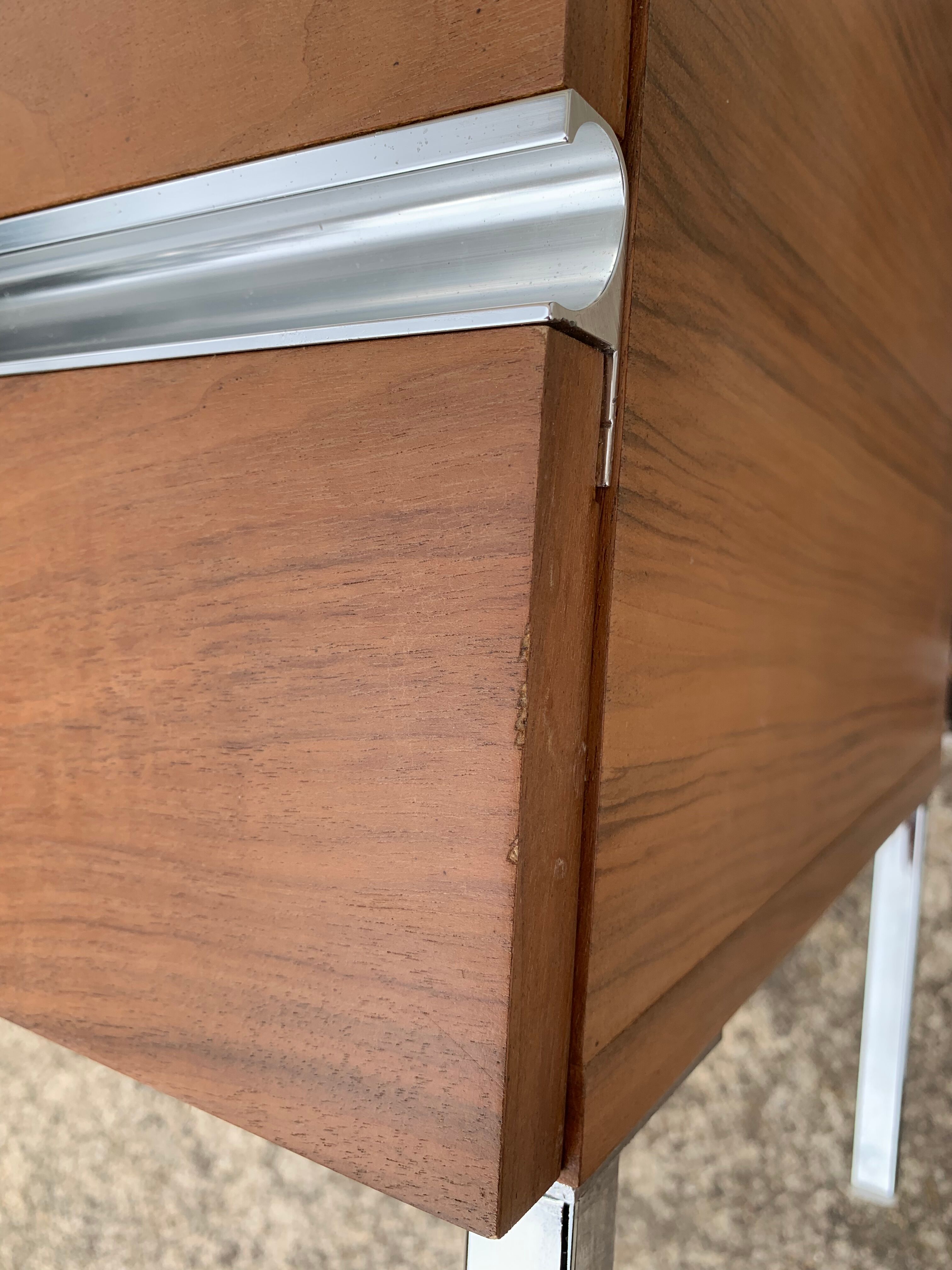 Vintage rosewood chest of drawers aluminum and chrome 1960