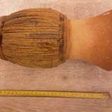 2 stoneware and bamboo pots
