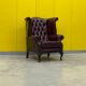 Burgundy leather chesterfield wing chair (Price is for one)