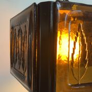 Mid Century Modern Erik Hoglund Amber Ceiling Lamp Glass Kosta Boda 1970s