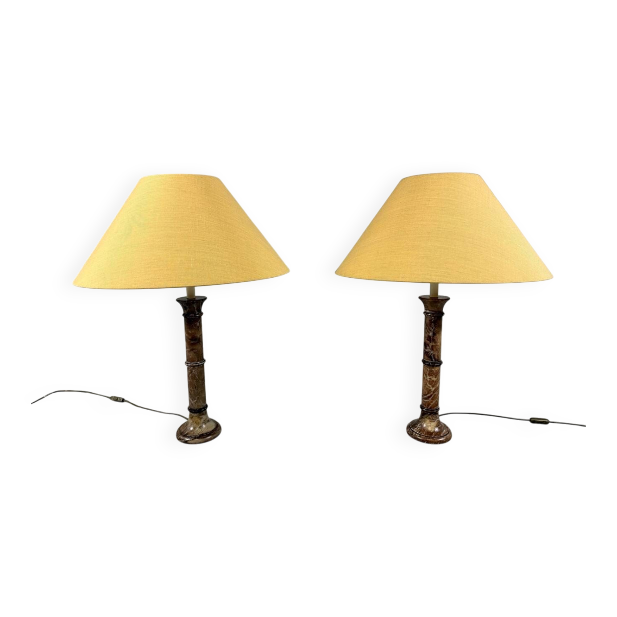 Set of 2 large marble table lamps 1970's