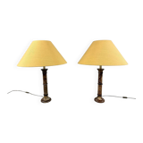 Set of 2 large marble table lamps 1970's